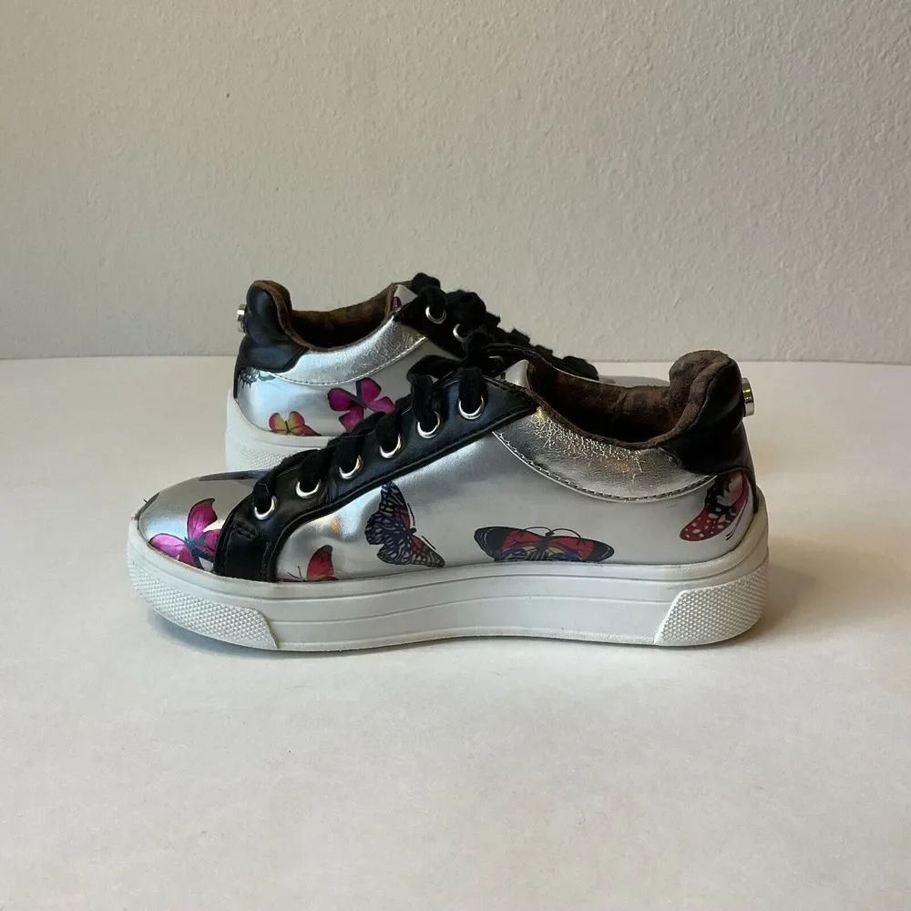 Steve Madden JWINGS Sneakers Silver Multicolor Girls Size 13 Glitter‎ Butterfly